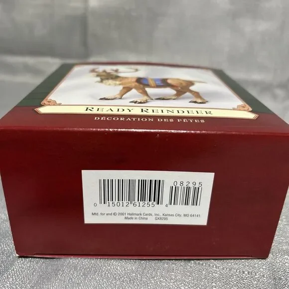 2001 Hallmark Ready Reindeer Keepsake Ornament Detailed Bells Flocking Holiday - Picture 7 of 7